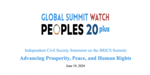 【声明】 BRICSサミットに関する独立市民社会の声明：繁栄、平和、人権の促進に向けて