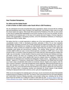 【活動報告】世界165の市民社会組織が、G20議長国に対し債務改革への行動を促す