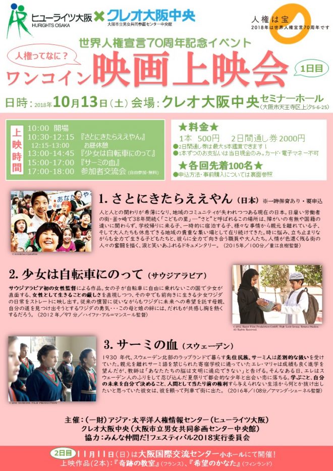 ワンコイン映画上映会 1日目 国際協力ngoセンター Janic